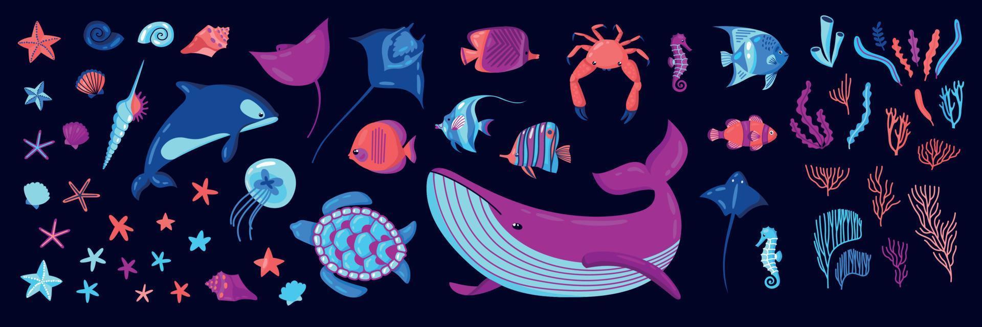 World Ocean Day Color Set vector