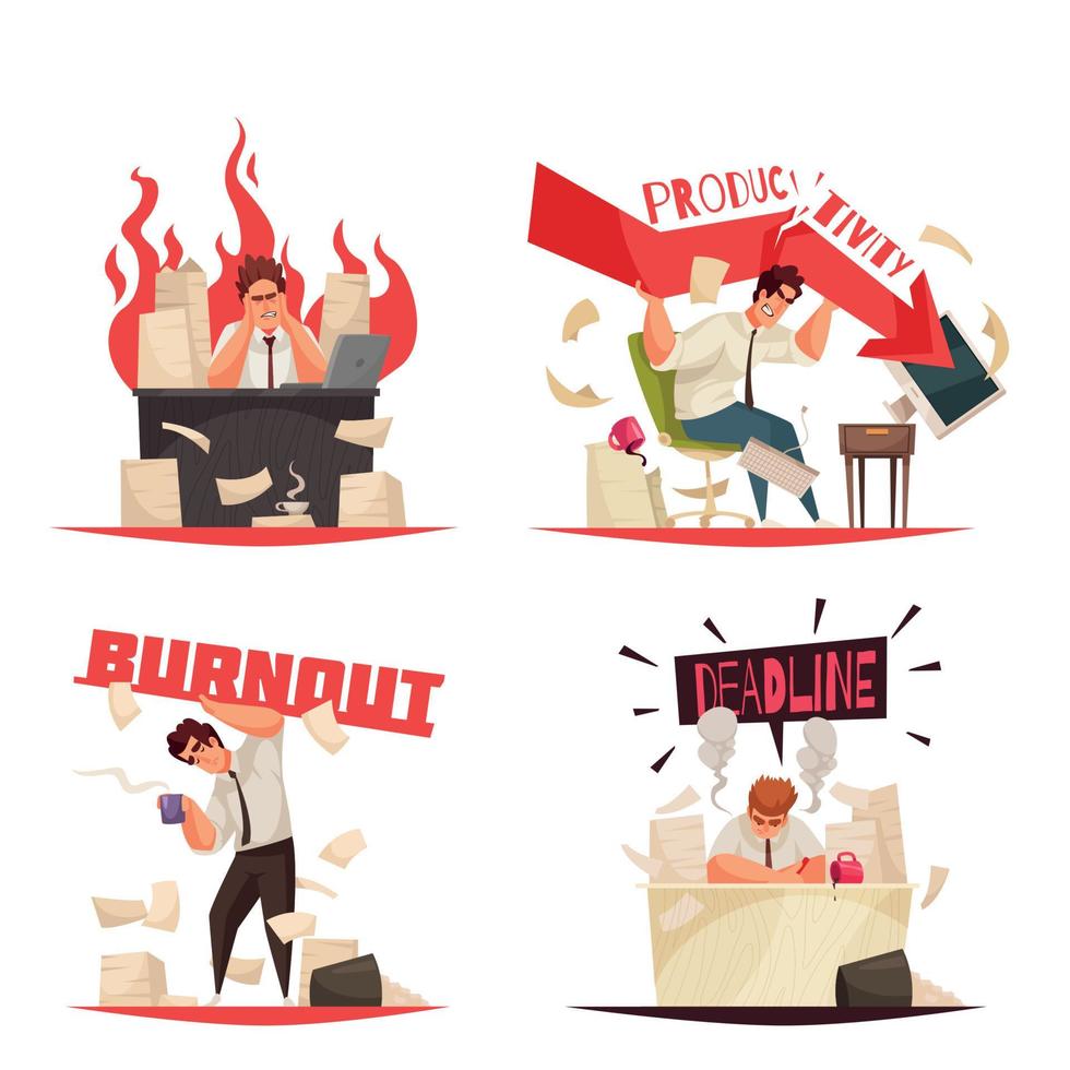 Professional Burnout Set vector