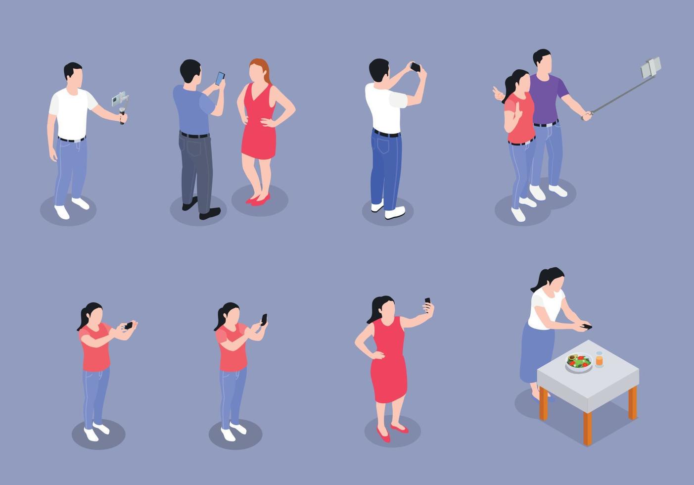 Mobile Photography Video Isometric Set vector