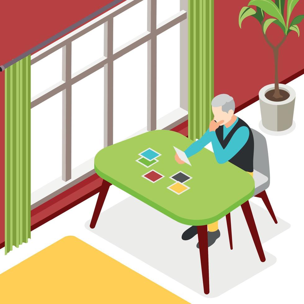 Loneliness Isometric Colored Composition vector