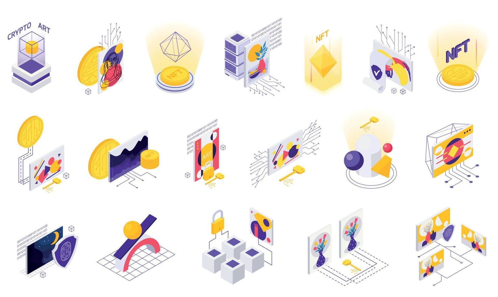 Crypto Art Icon Set vector