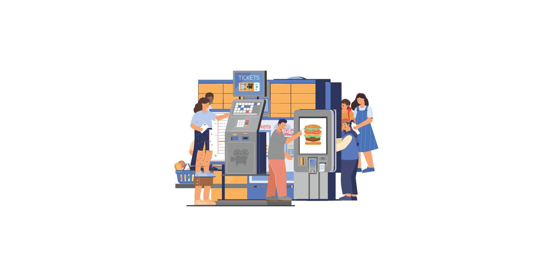 Self Service Set Flat vector