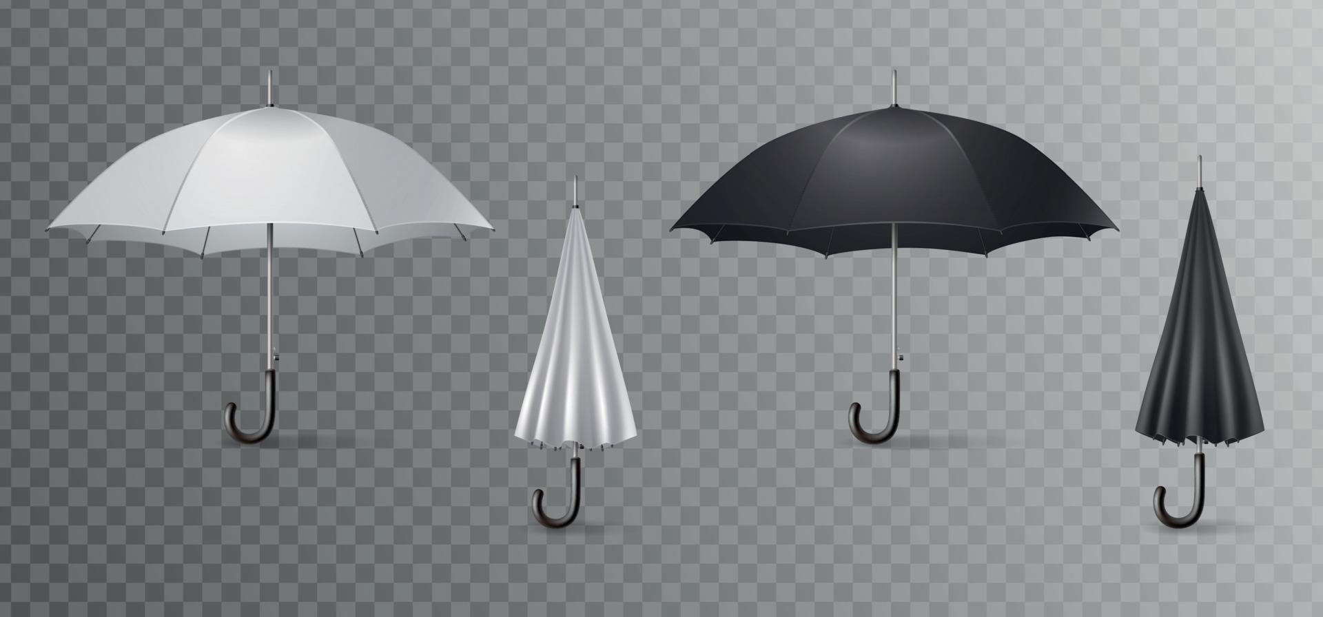 Realistic Umbrella Canes Icon Set vector