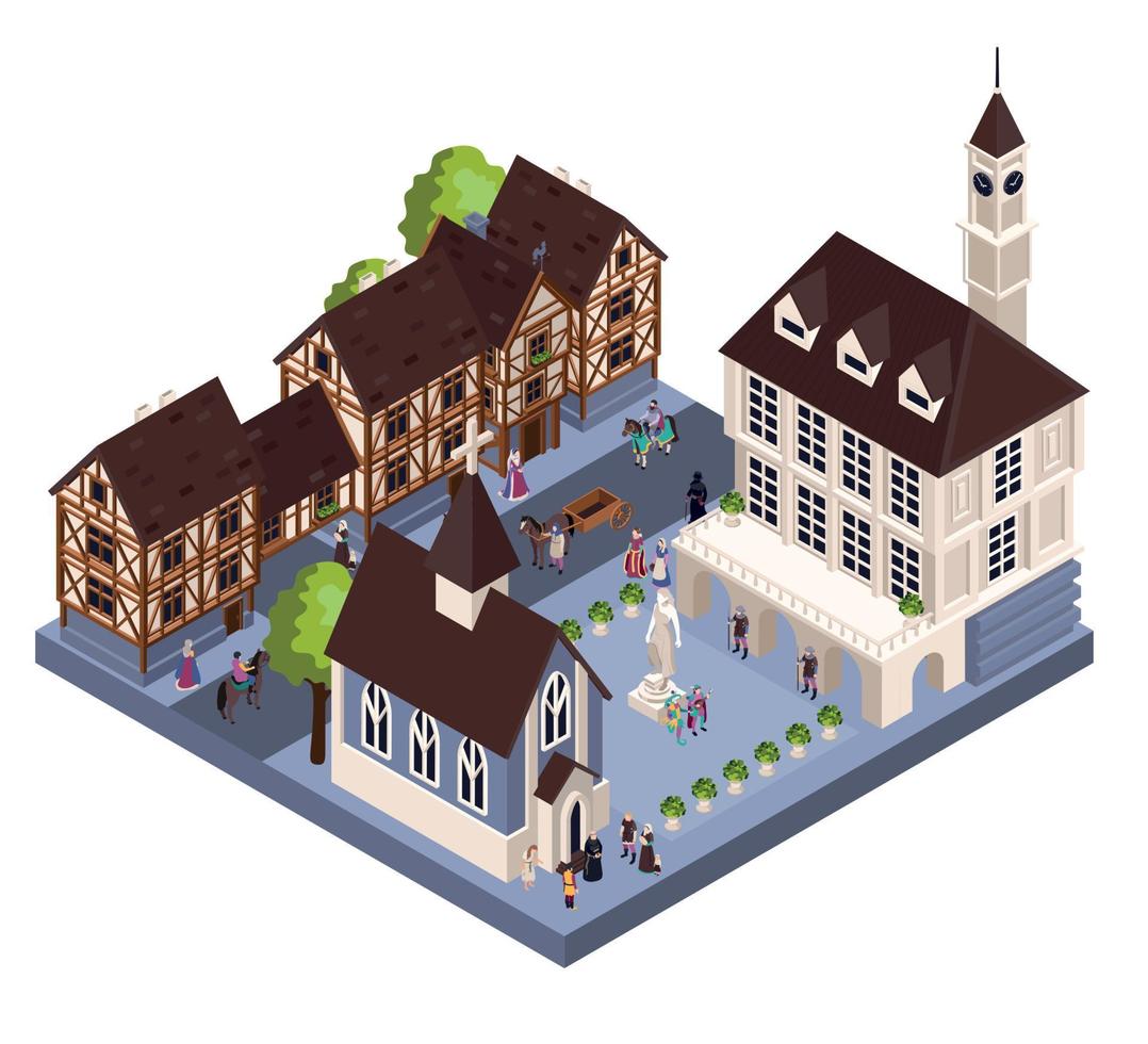 Medieval Town Architecture Concept vector