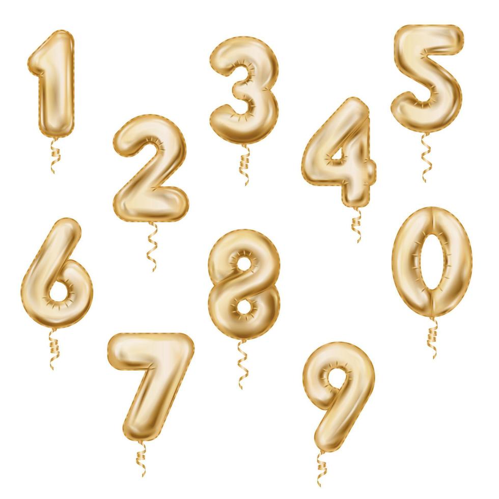 Balloon Numbers Realistic Icon Set vector