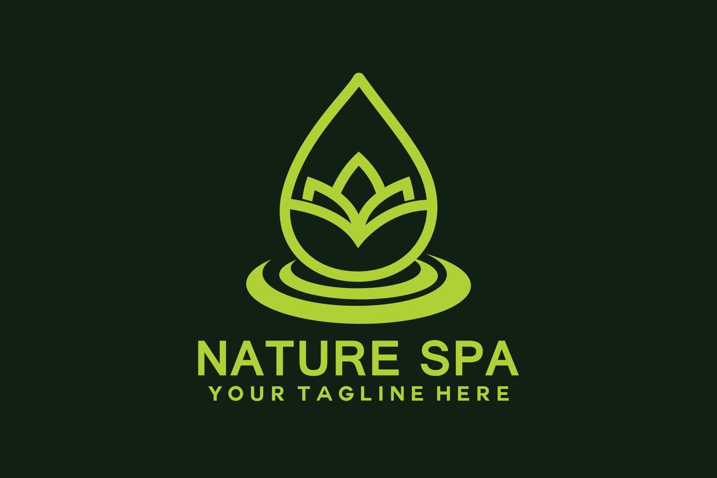 lotus icon with water drop spa logo vector