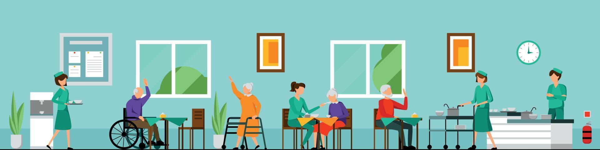 Flat Nursing Home Characters Composition vector