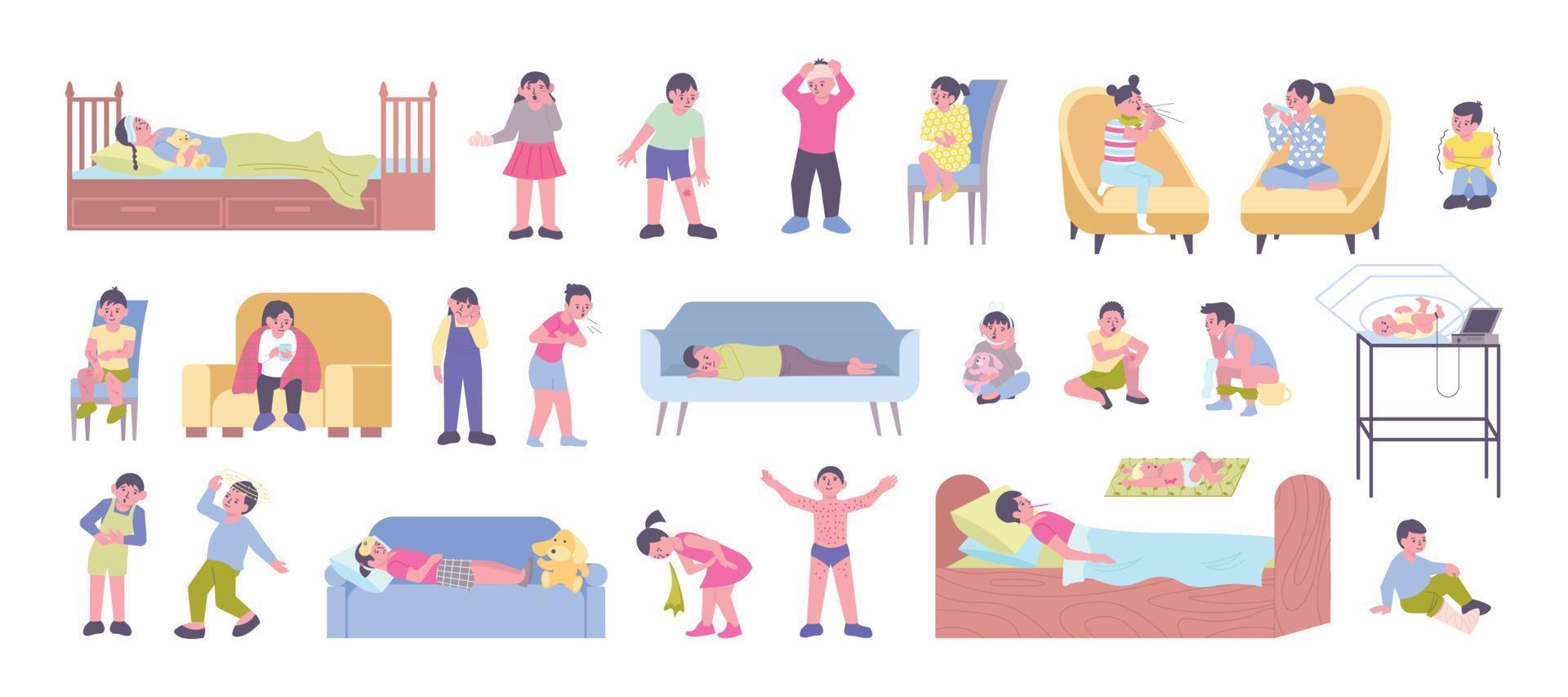 Ill Children Set vector