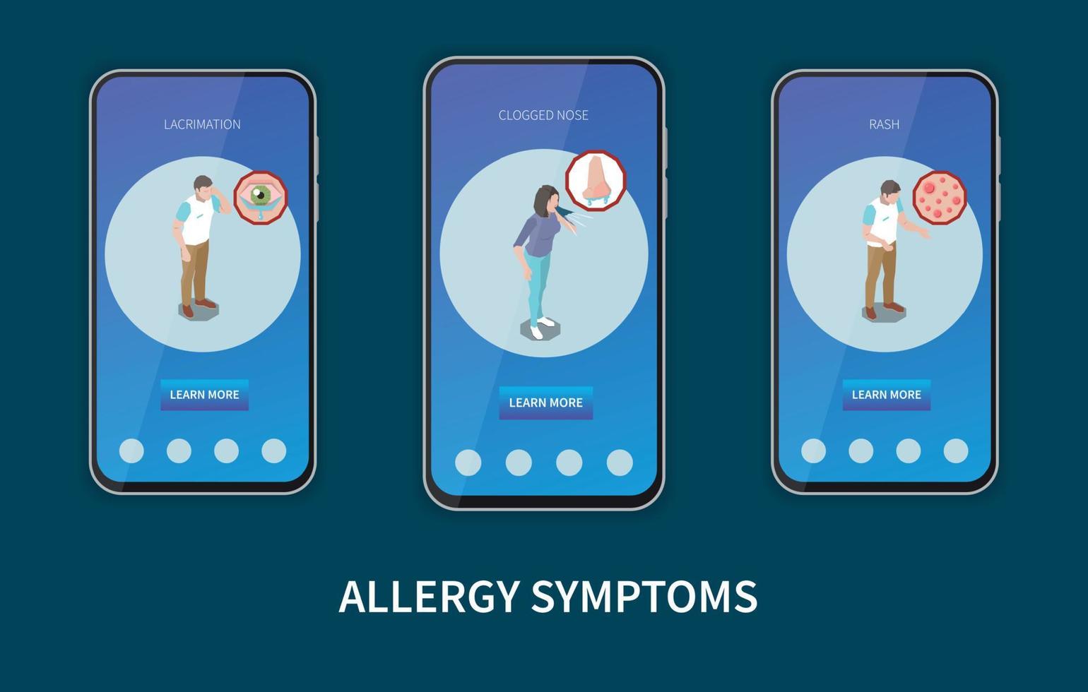 Allergy Symptoms Smartphones Set vector