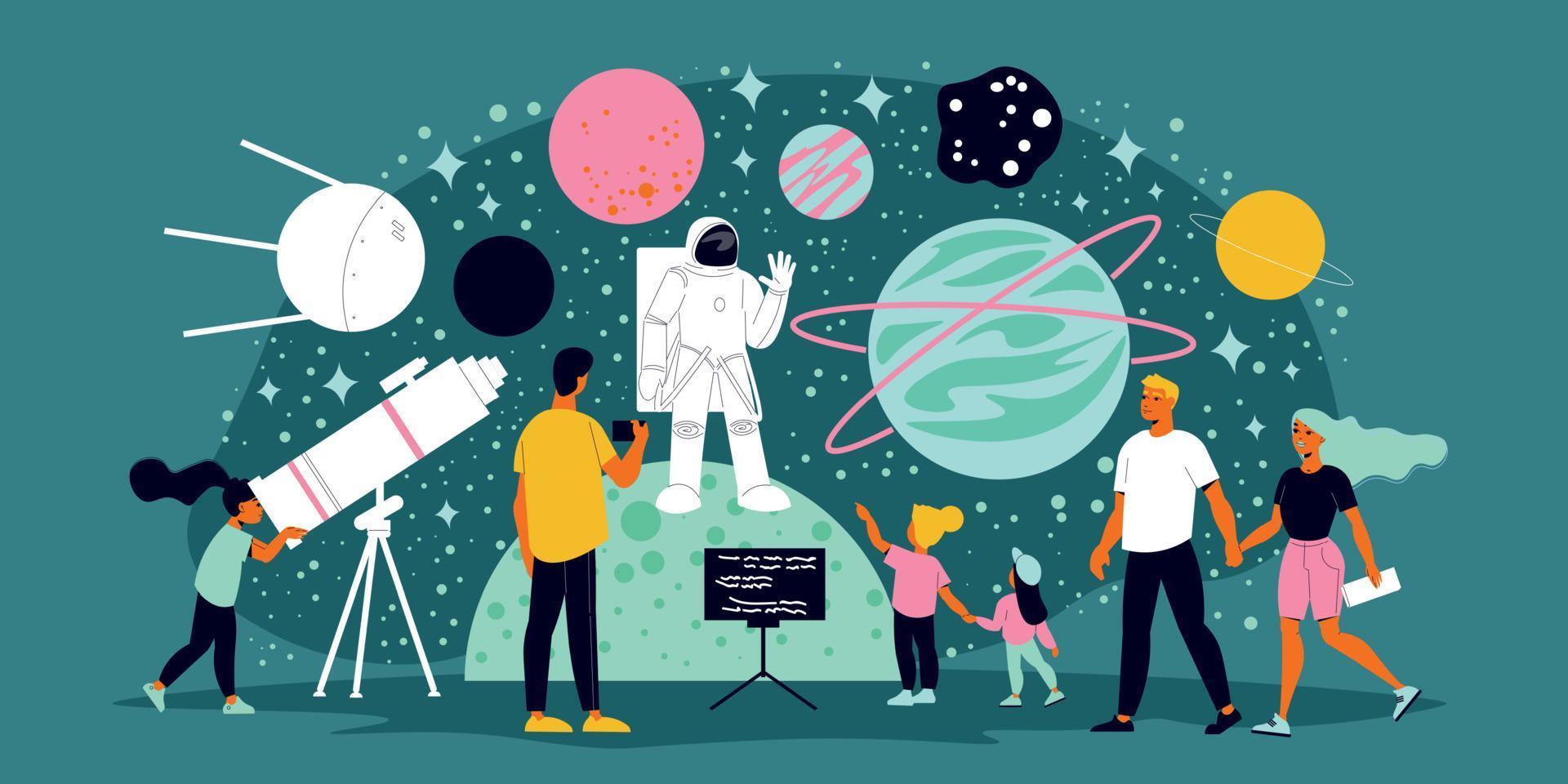 ilustración horizontal del planetario vector