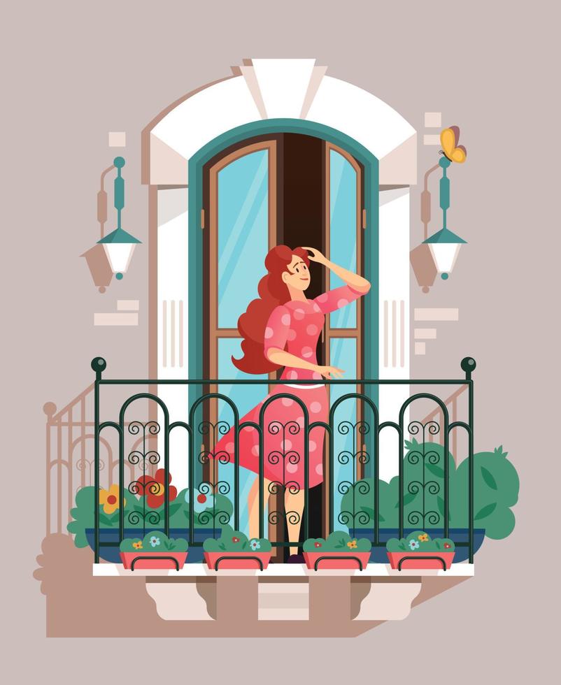 Balcony Visit Illustration vector