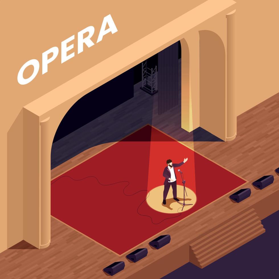 cartel isométrico del teatro de ópera vector