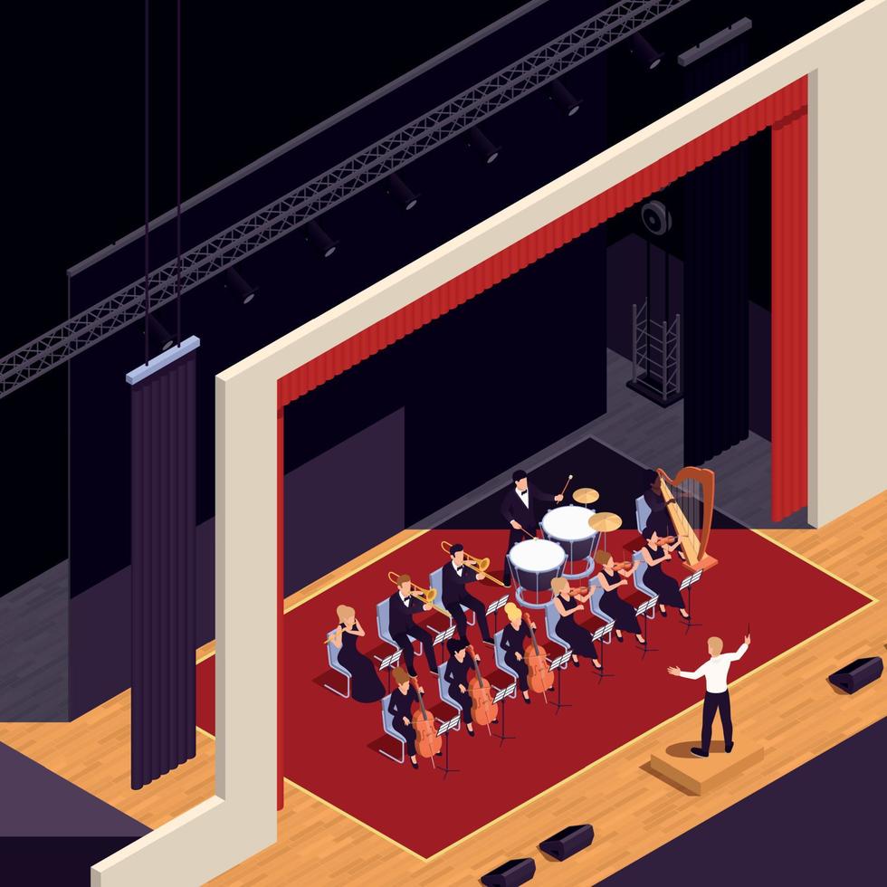 Theatre Performance Isometric Background vector