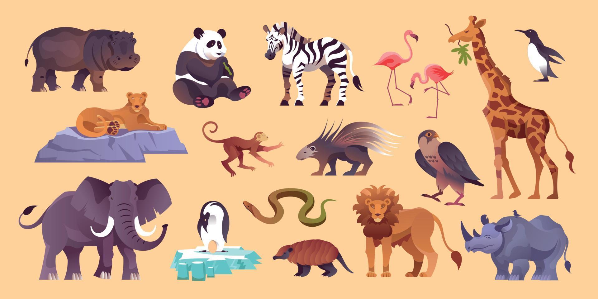 conjunto de animales del zoológico vector