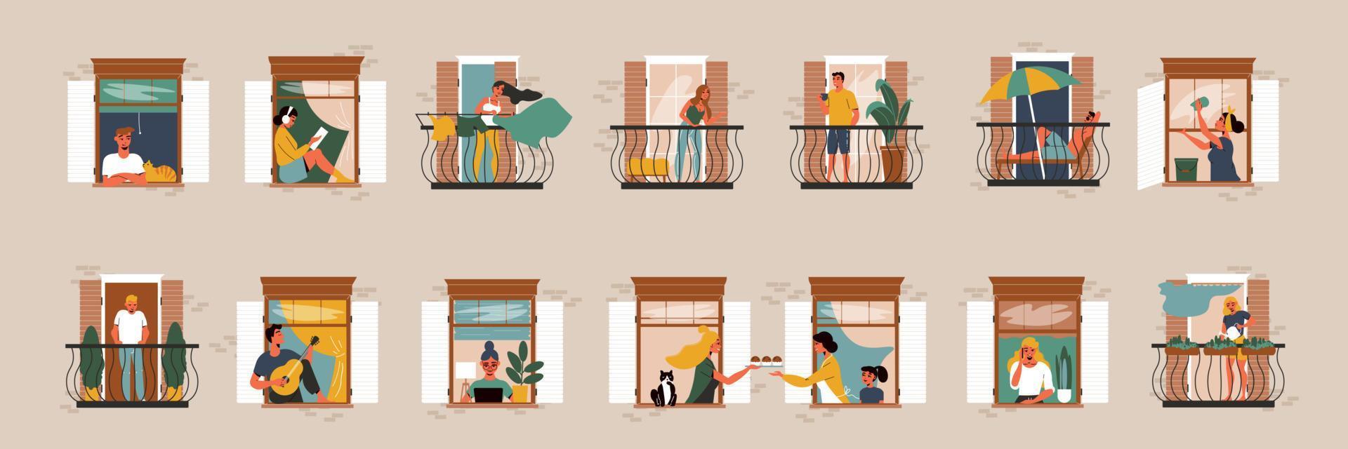 Neighbours In Windows Set vector