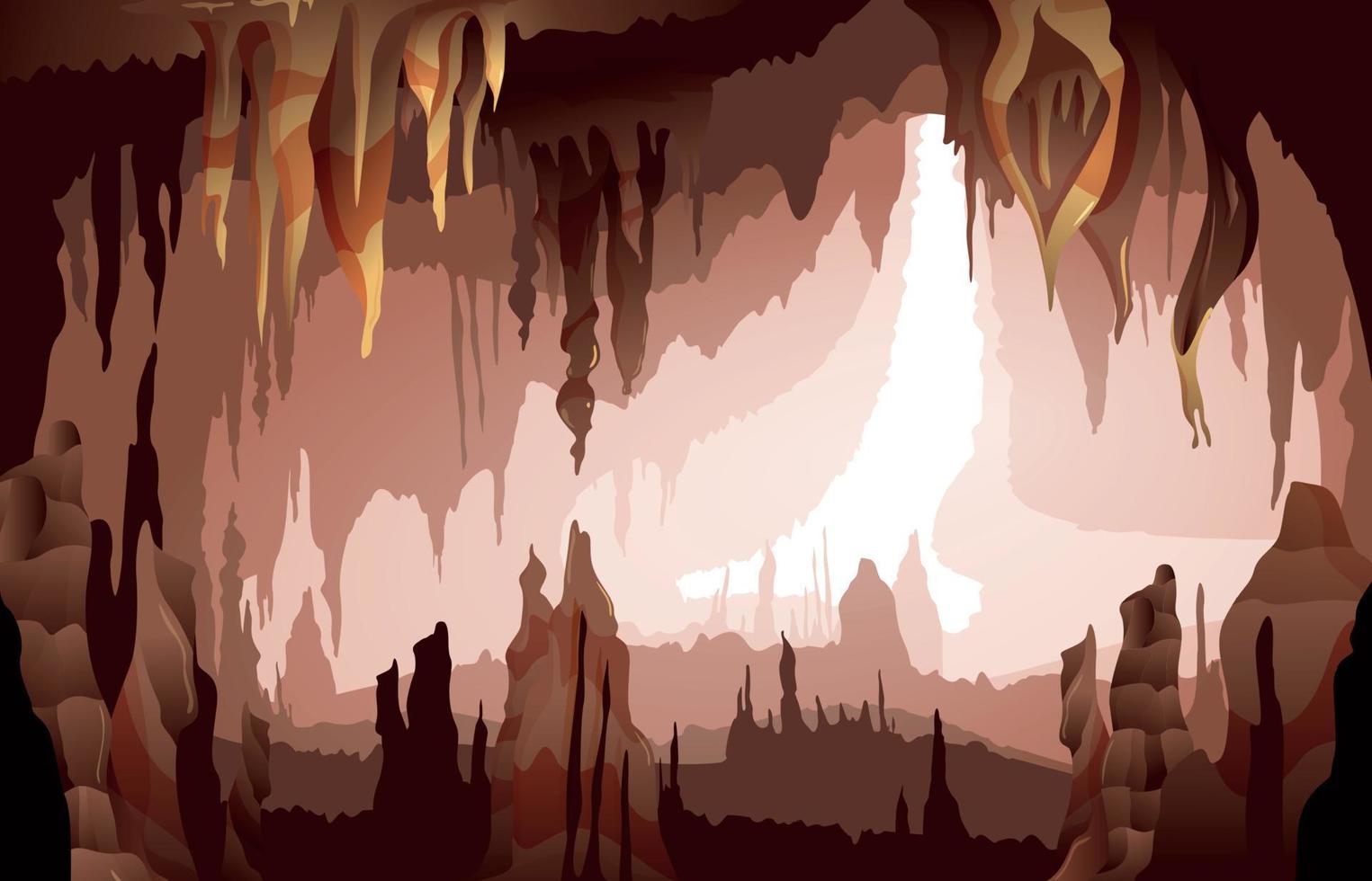 Stalactites Stalagmites Cave Interior View vector