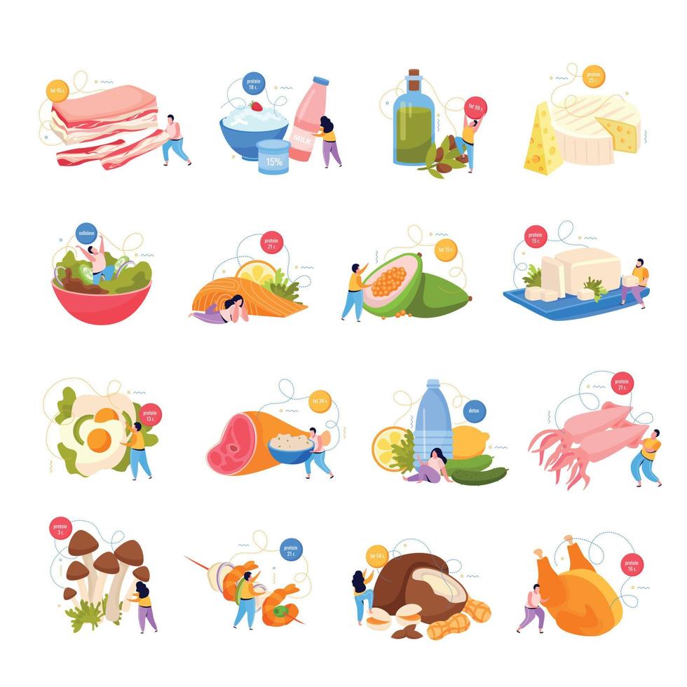 Ketogenic Diet Icons Collection vector