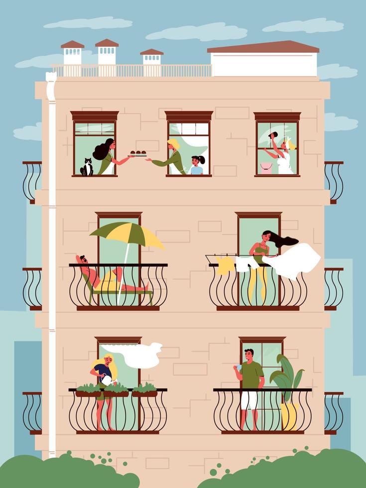 Neighbours In Windows Illustration vector
