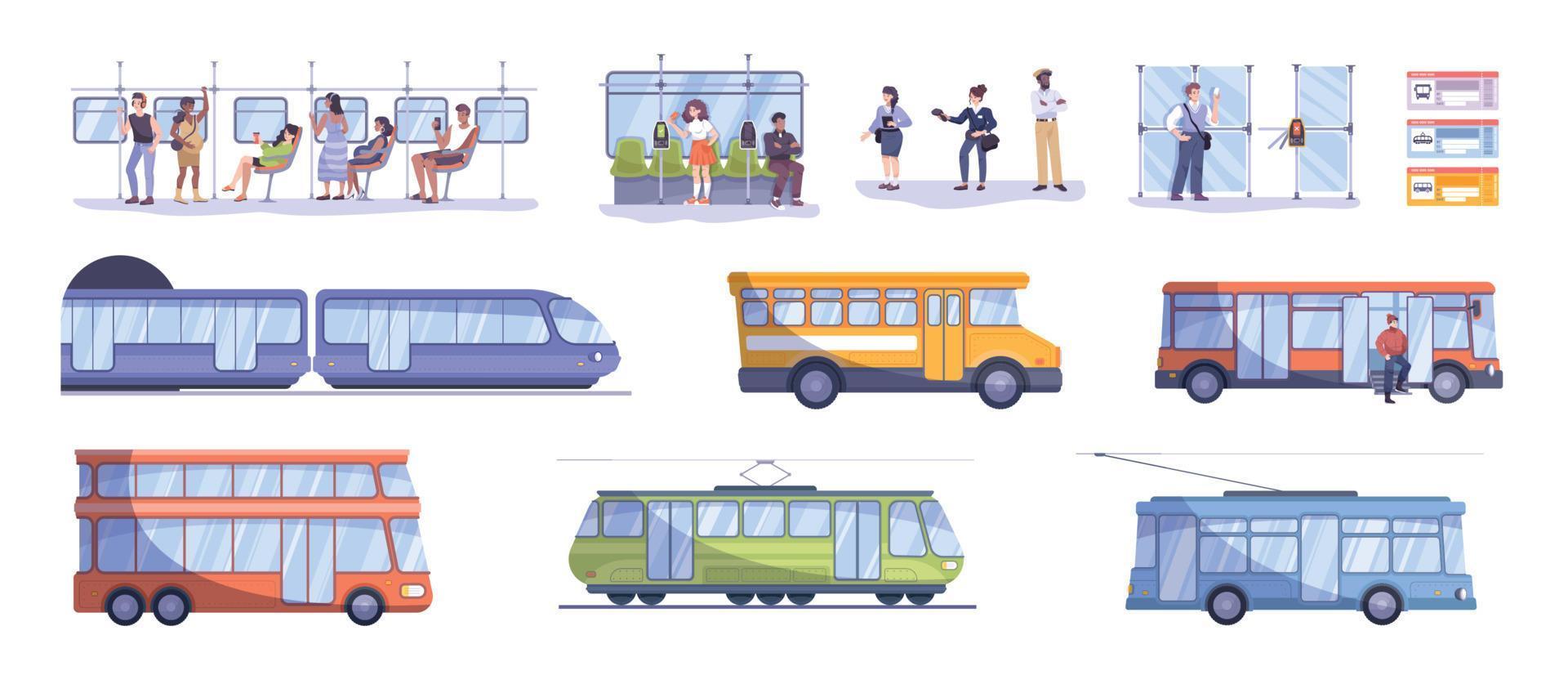 conjunto de transporte público vector