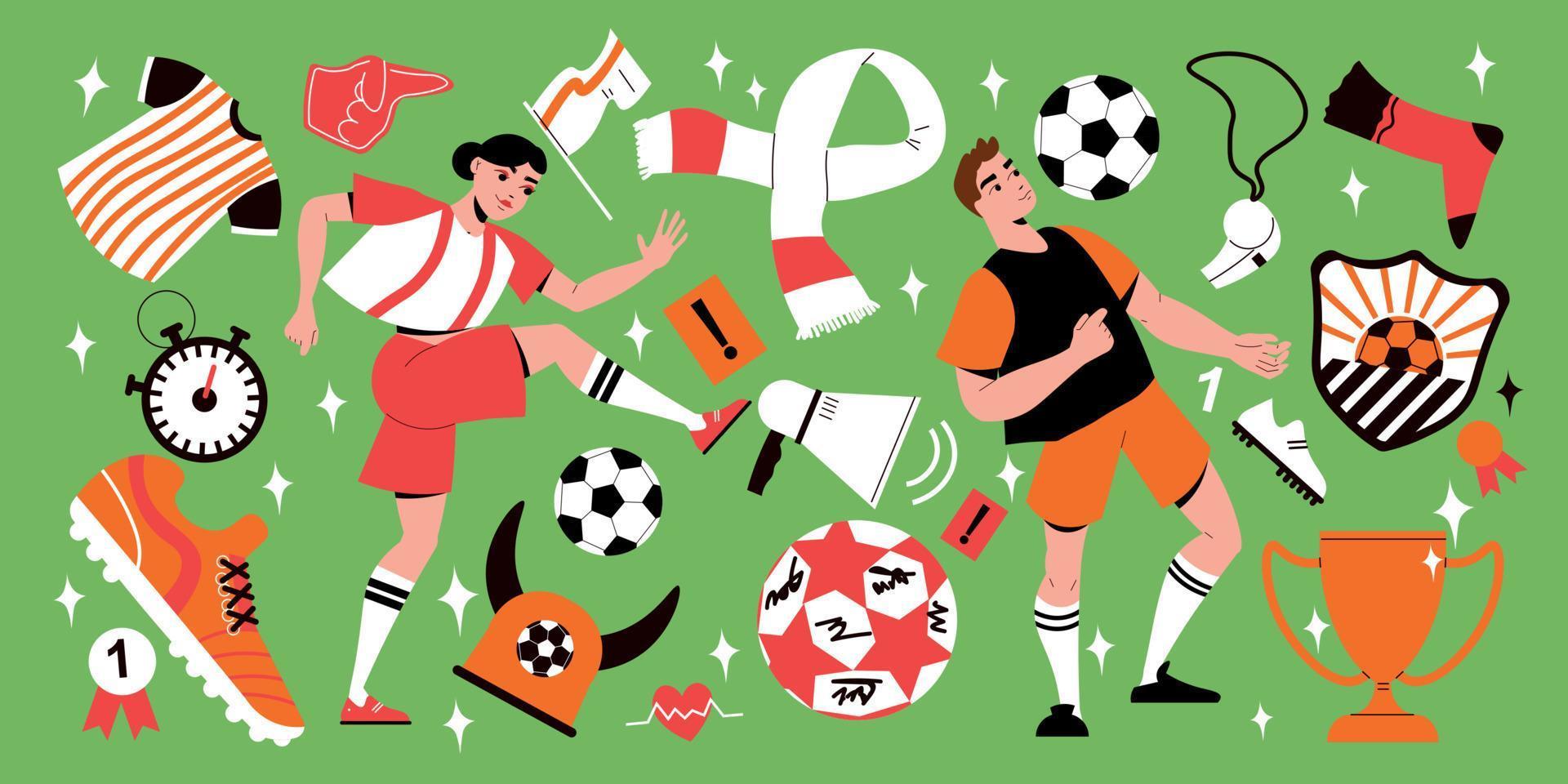 Football Flat Set vector