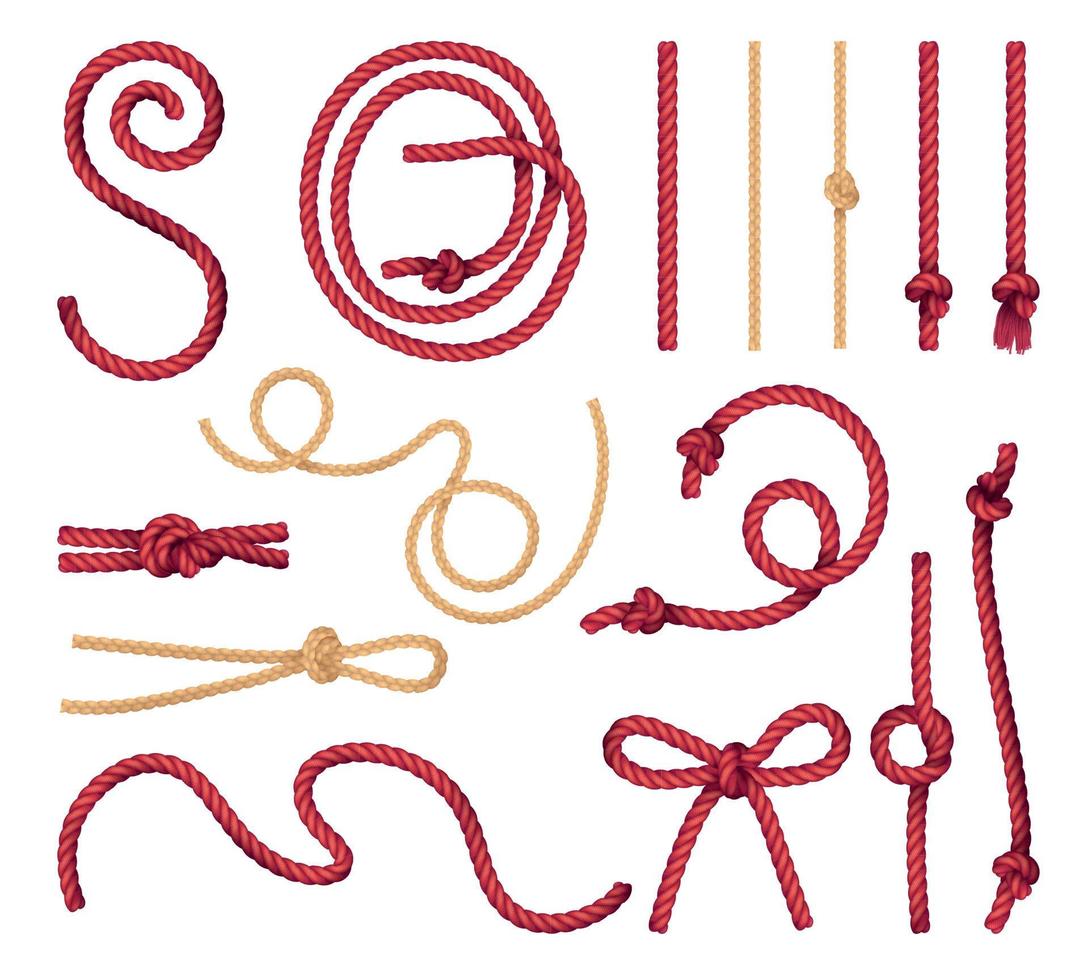 Rope Knots Realistic Set vector