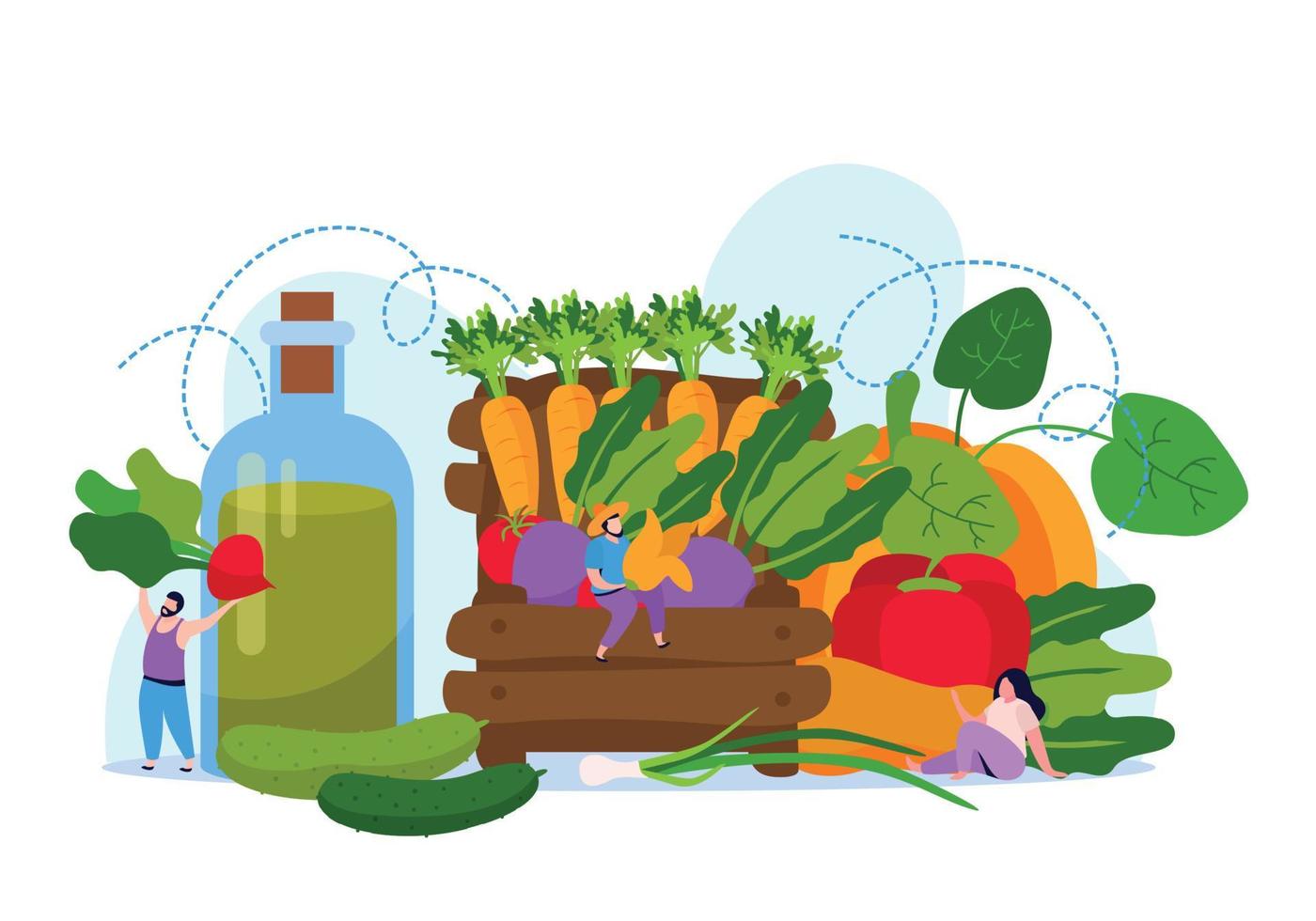 Harvesting People Flat Background vector