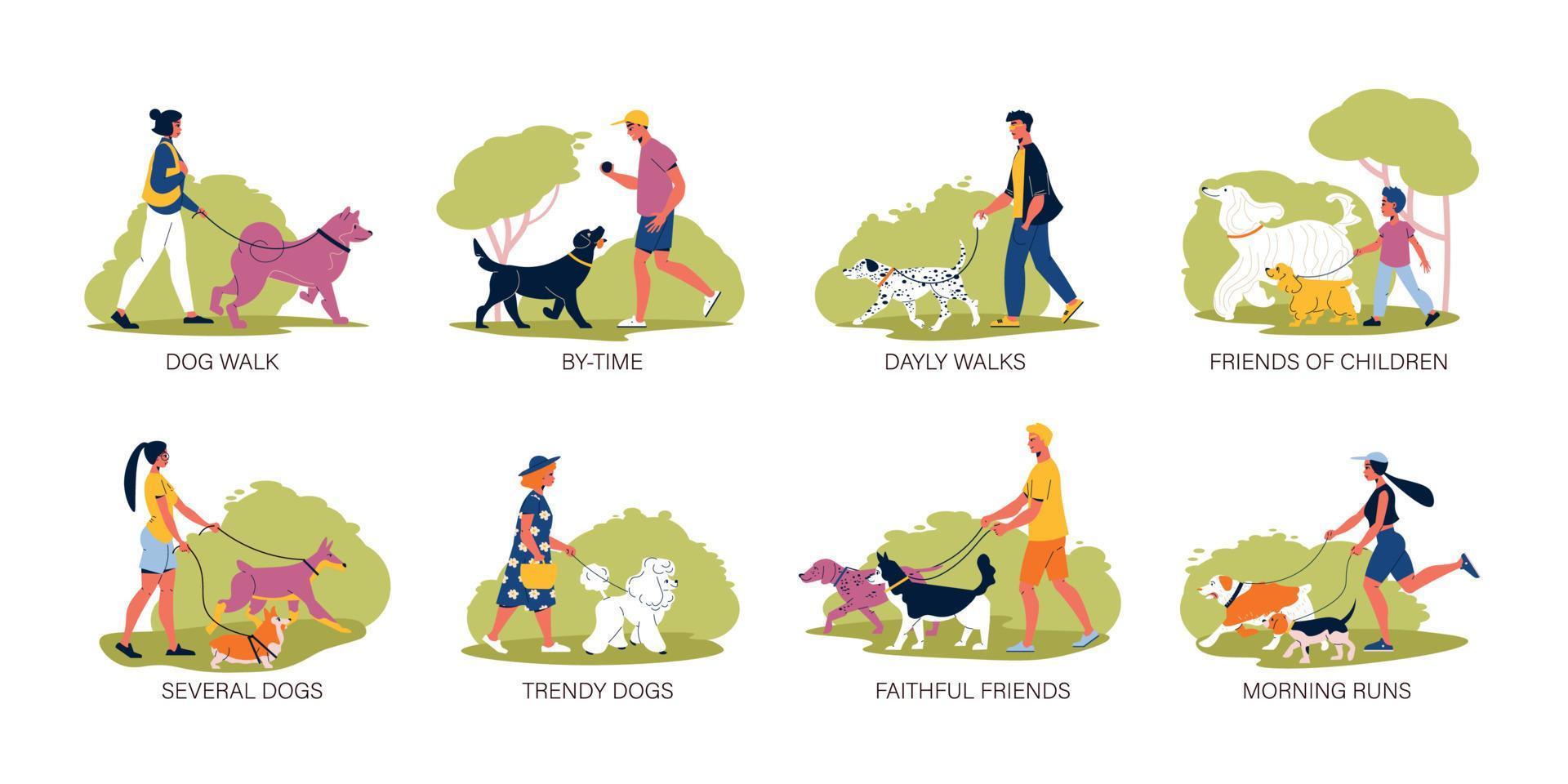 Dog Breeds Flat Compositions vector