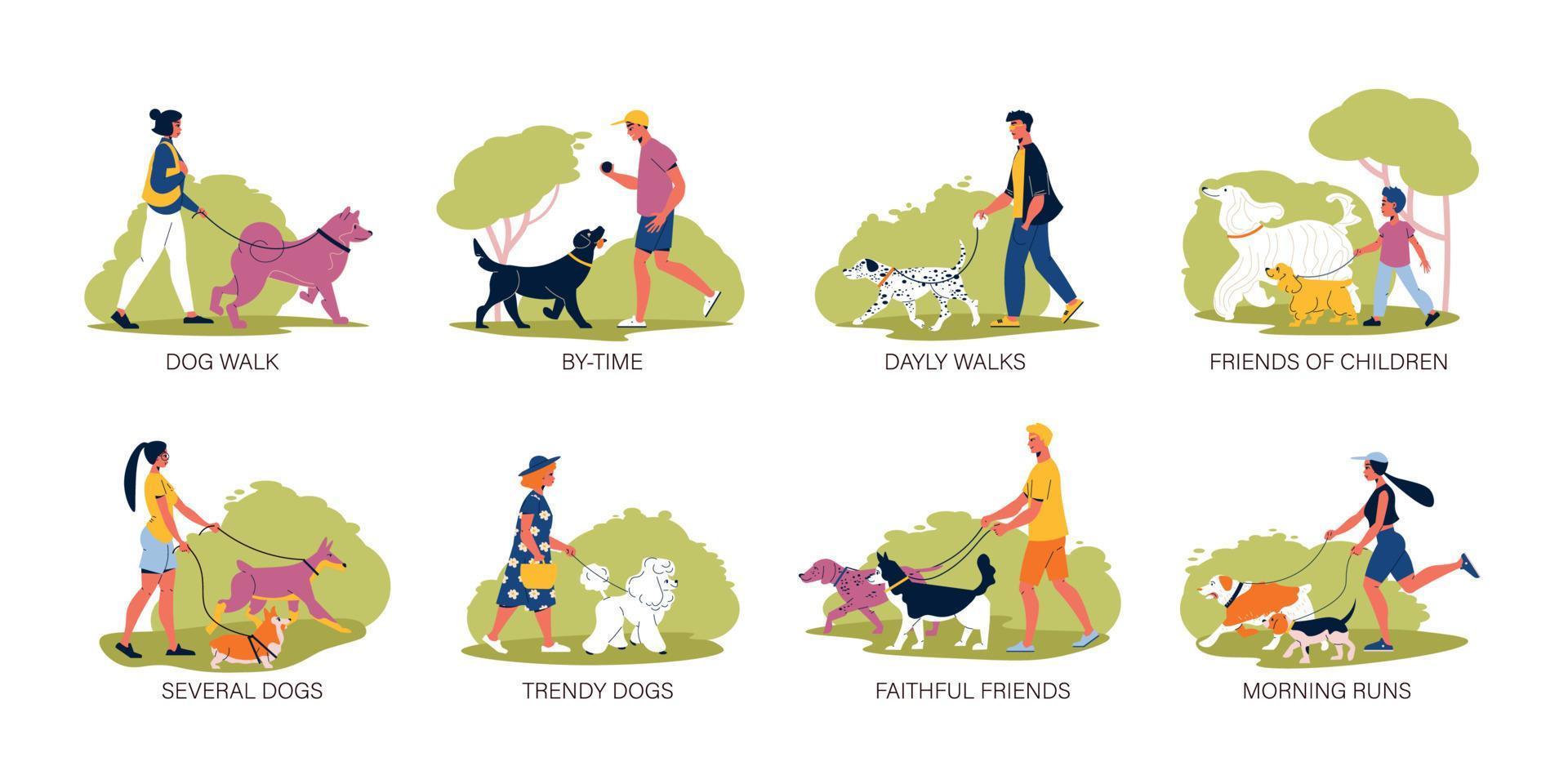 razas de perros composiciones planas vector