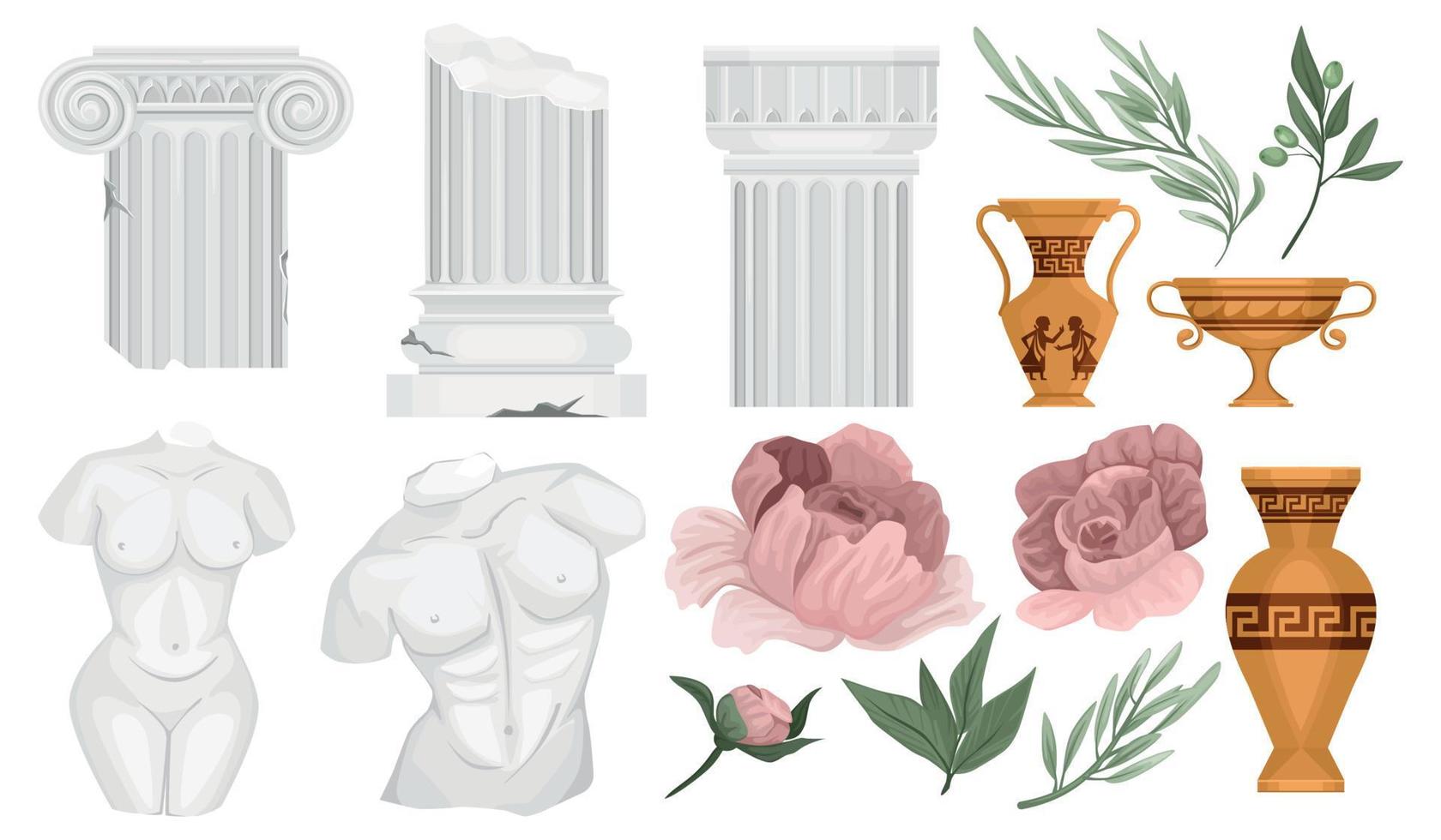 Antique Items Icon Set vector