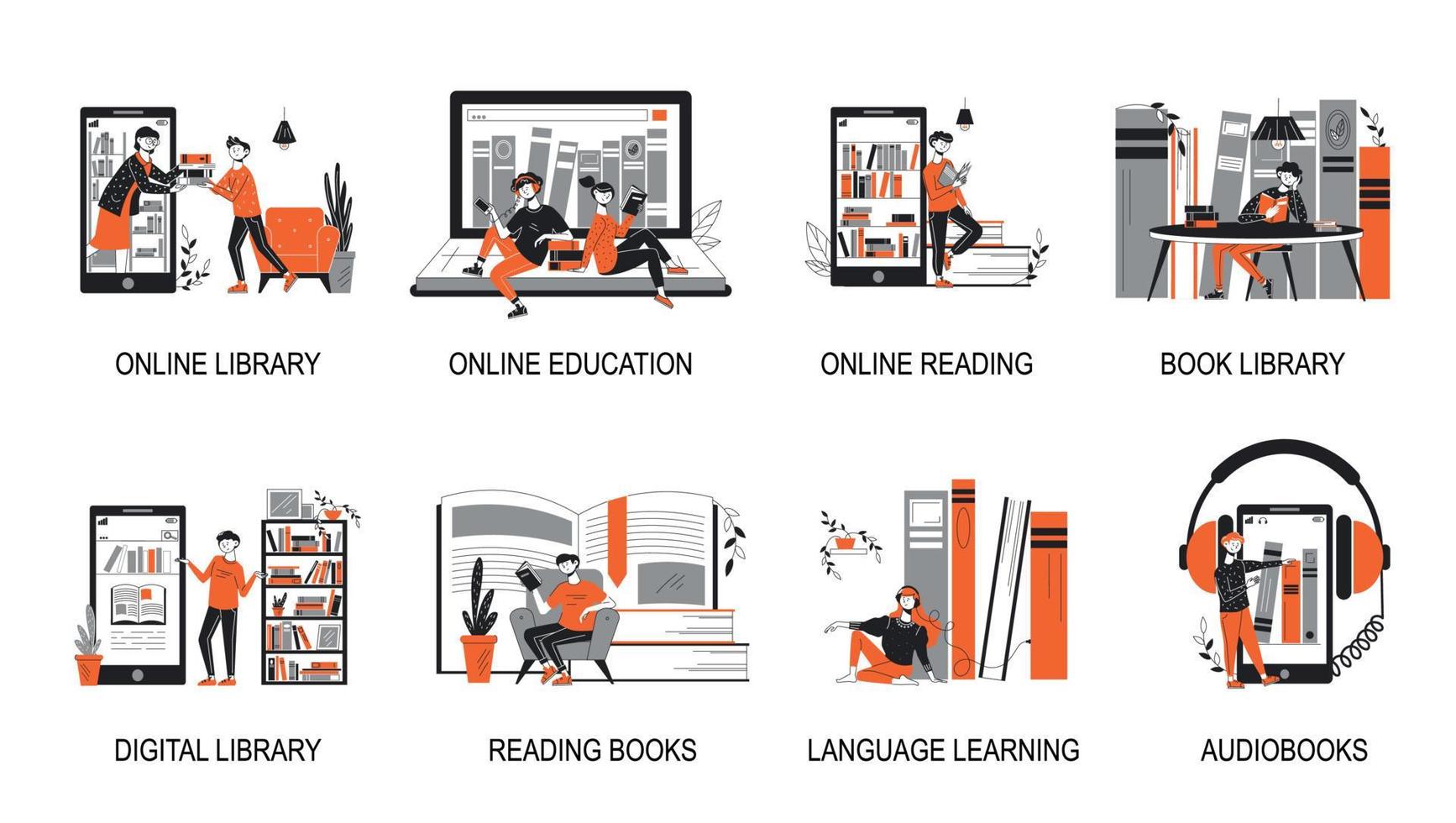 Online Library Composition Set vector