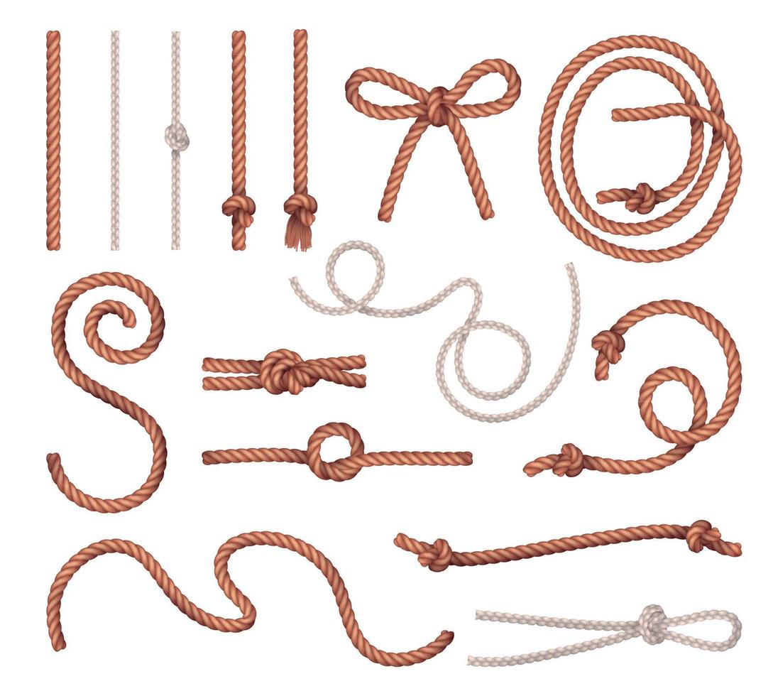 Rope Knots Realistic Set vector