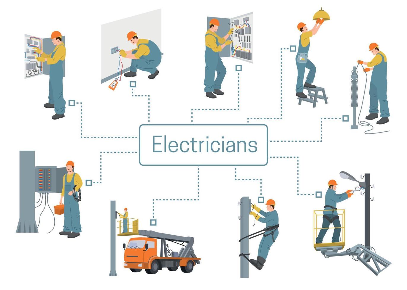 Ilustración de infografías de electricistas vector