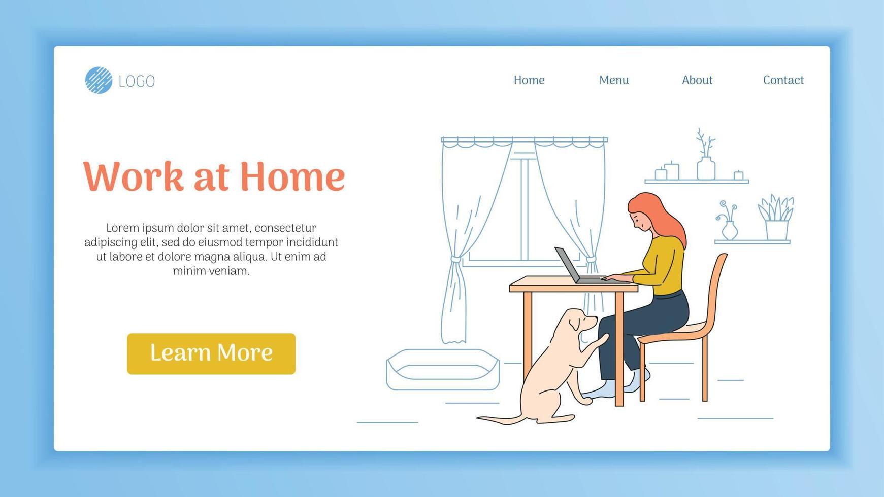 Work At Home Flat Landing Page vector