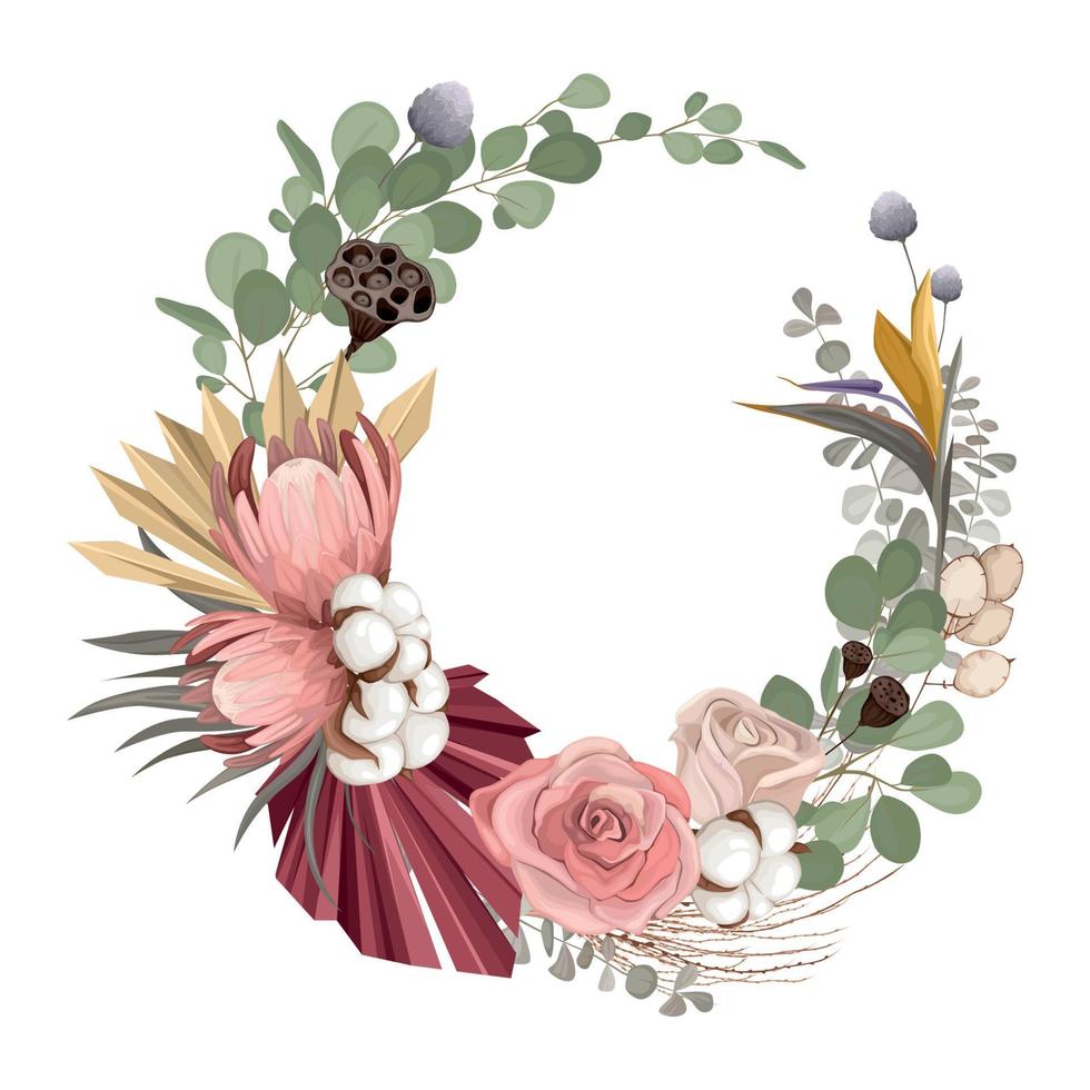 Boho Flowers Round Composition vector