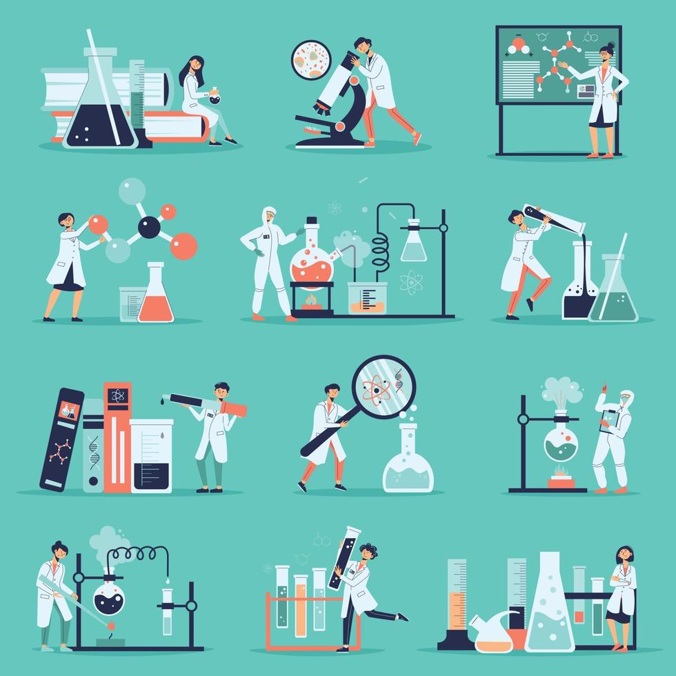 Science Laboratory Color Icon Set vector