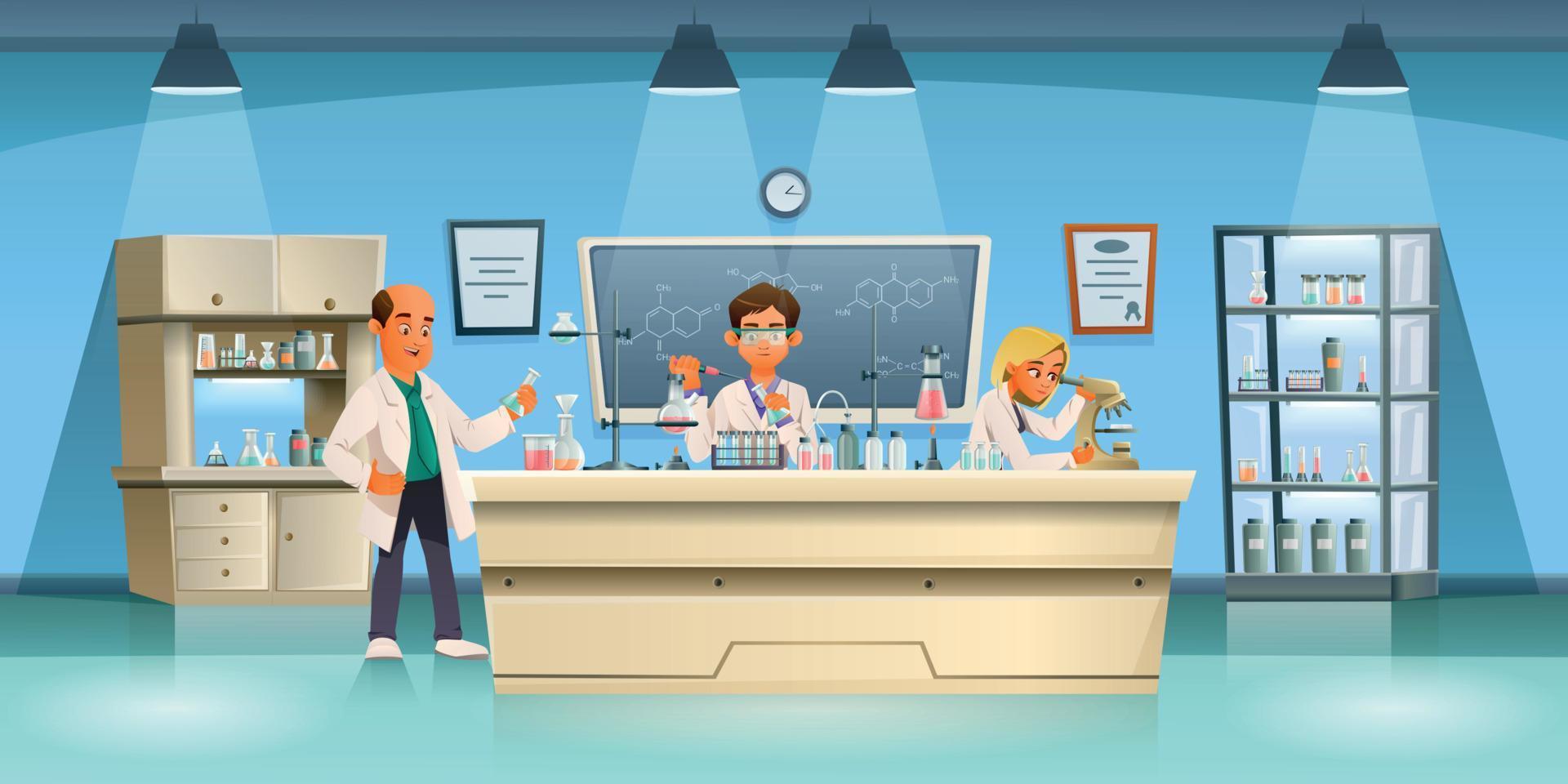 Scientific Experiment Cartoon Composition vector