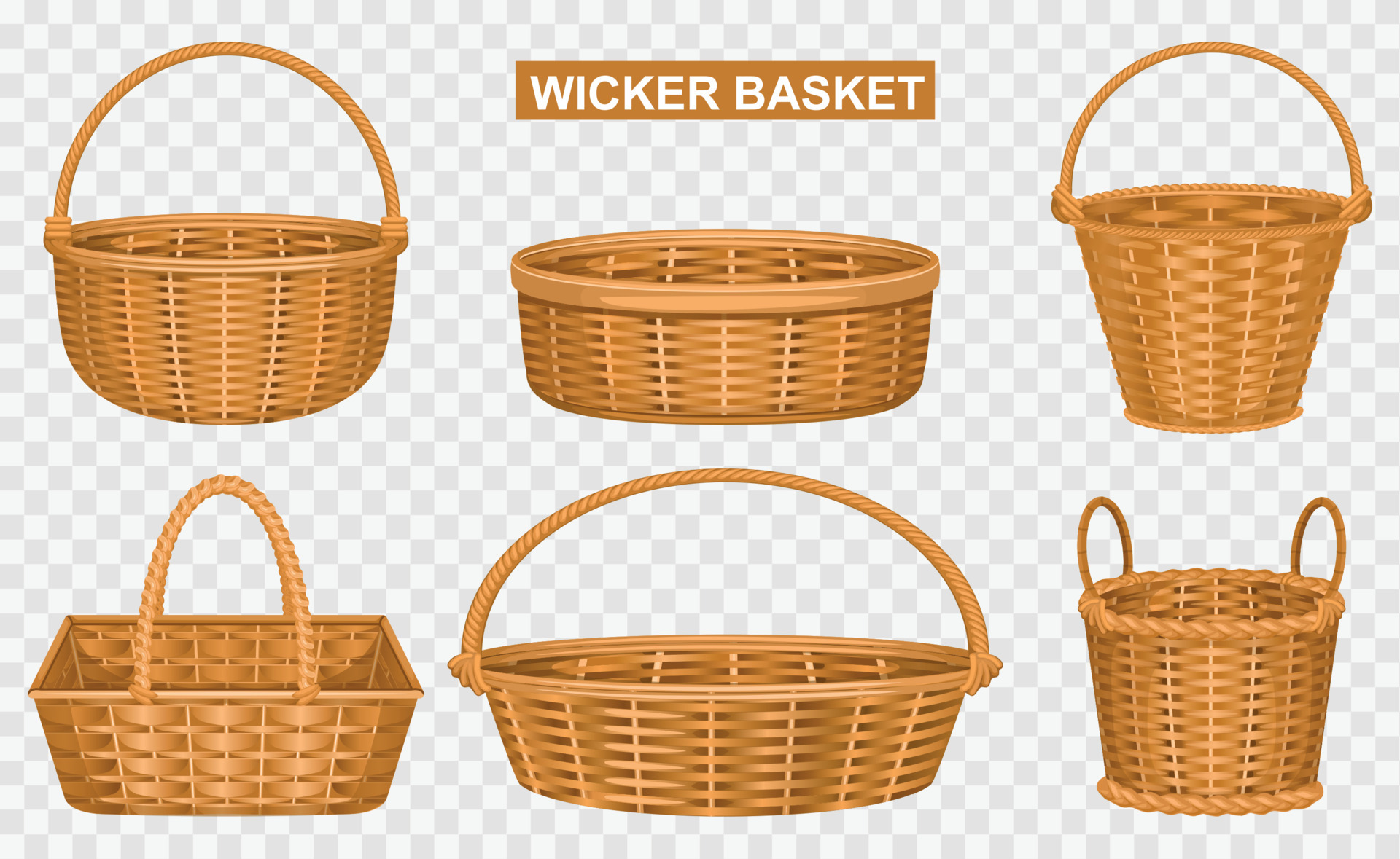 Yellow Baskets Transparent Set 4902993 Vector Art at Vecteezy