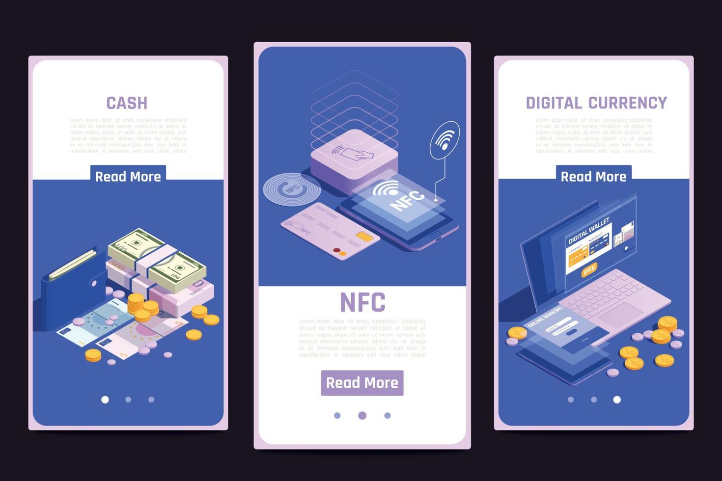 Financial Technology Isometric Set vector