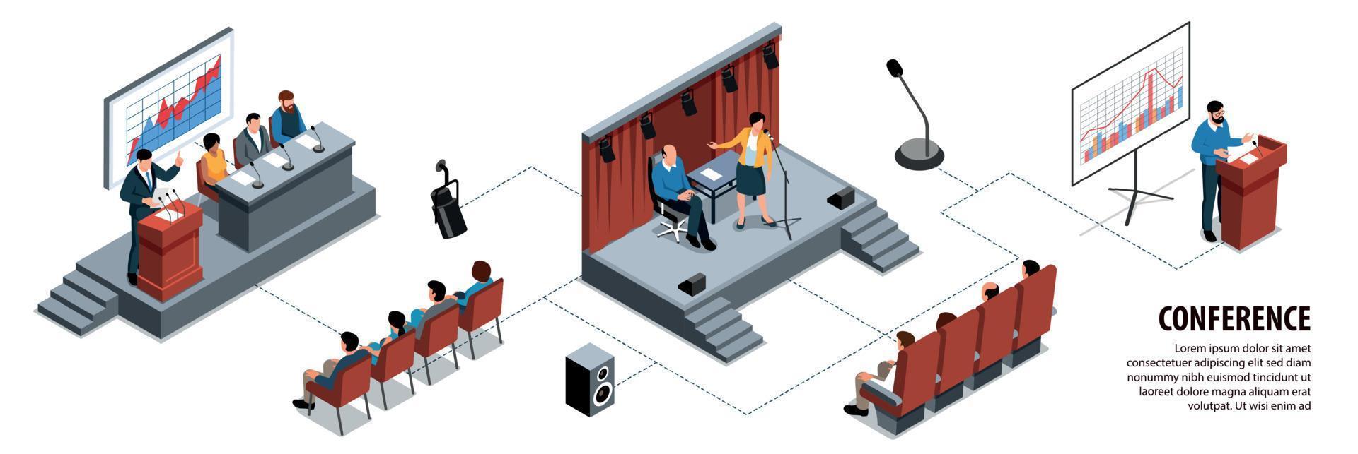 Isometric Conference Hall Infographics vector