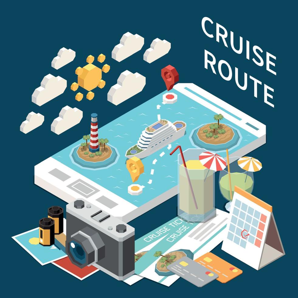 Sea Cruise Isometric Concept vector