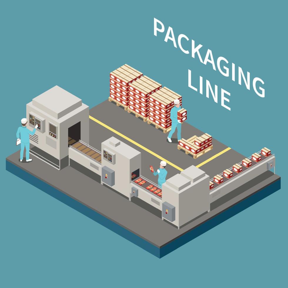 Macaroni Pasta Production Isometric Concept vector