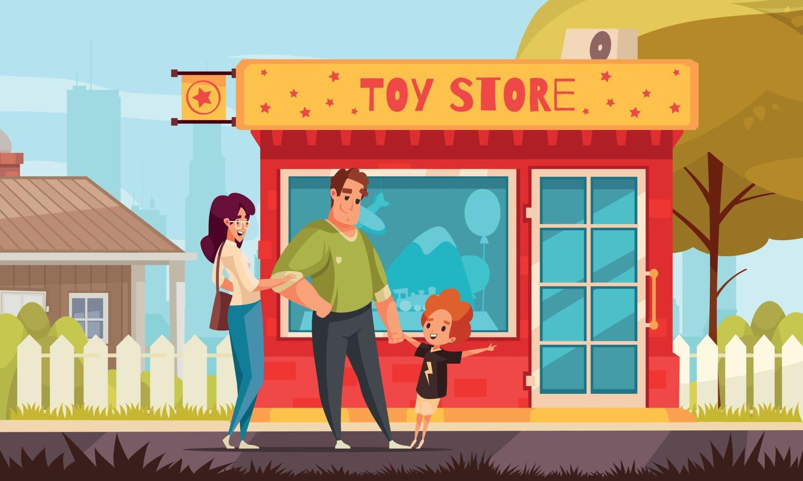 Toys Shop Outside Colored Background vector