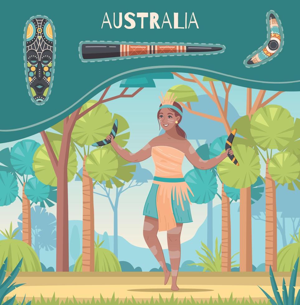 cartel de dibujos animados de australia vector