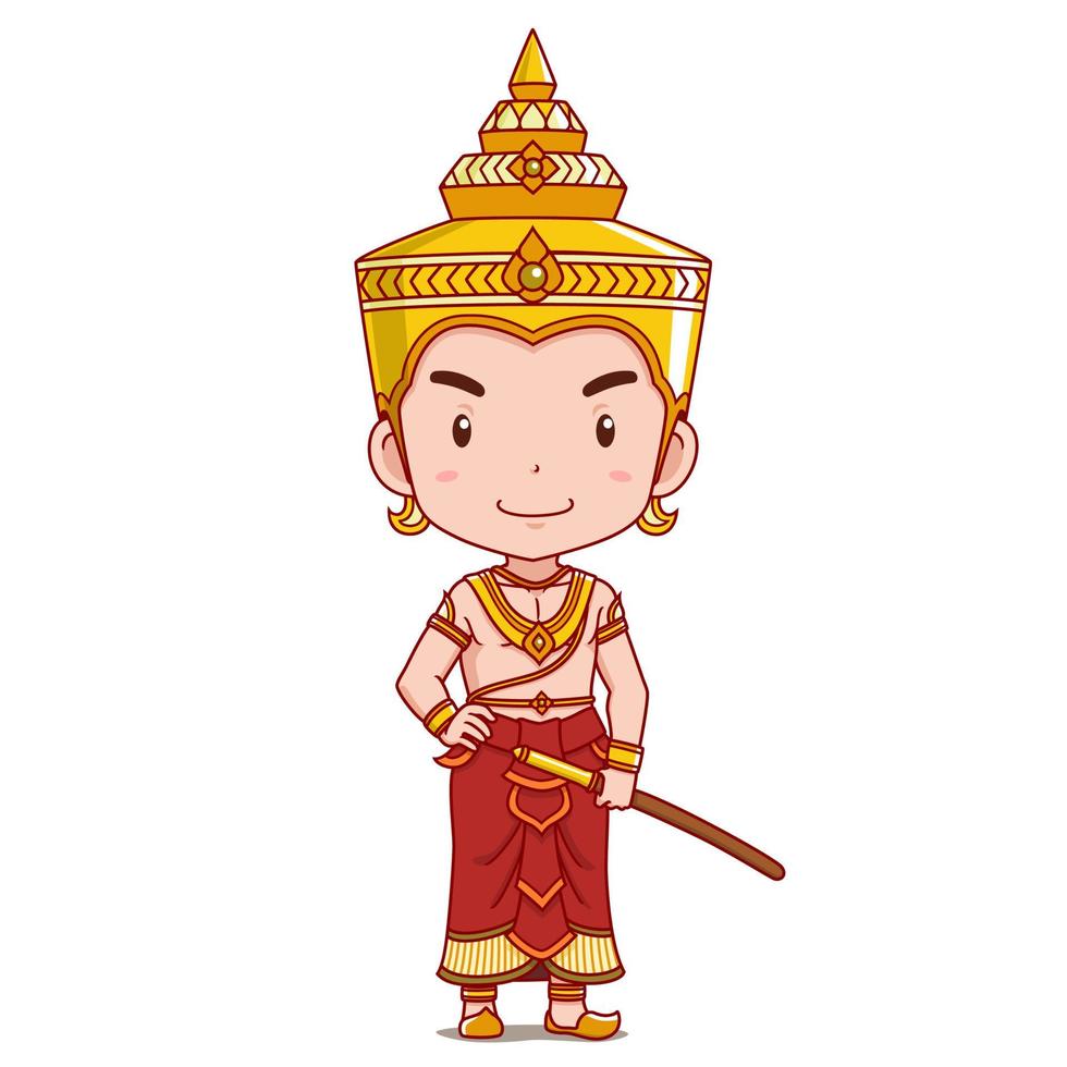 personaje de dibujos animados de phaya mangrai el rey de lanna. un reino histórico de tailandia. vector