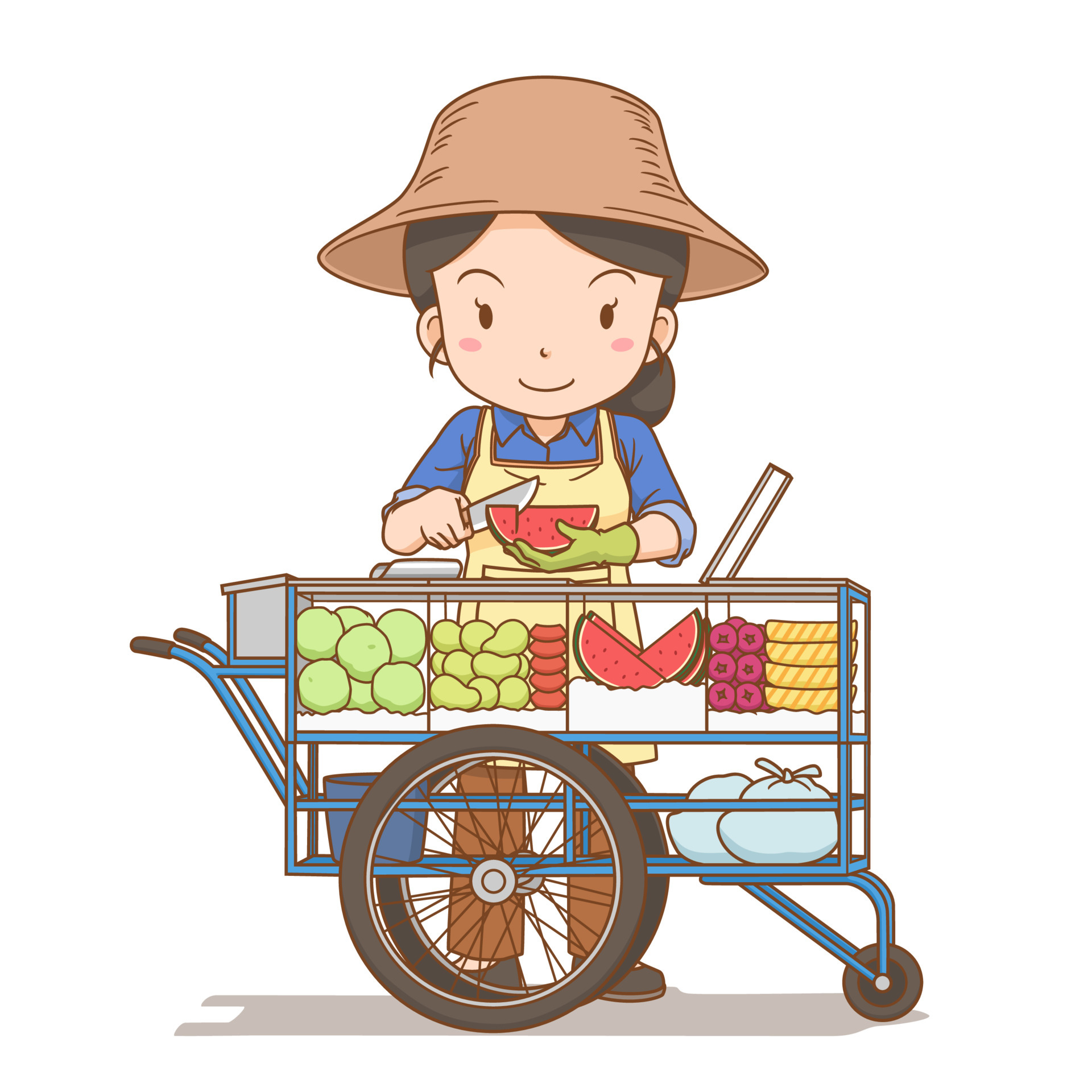 Cartoon illustration of Thai fresh fruit street vendor. 4903096 Vector Art at Vecteezy Cartoon illustration of Thai fresh fruit street vendor. 4903096 Vector Art at Vecteezy
