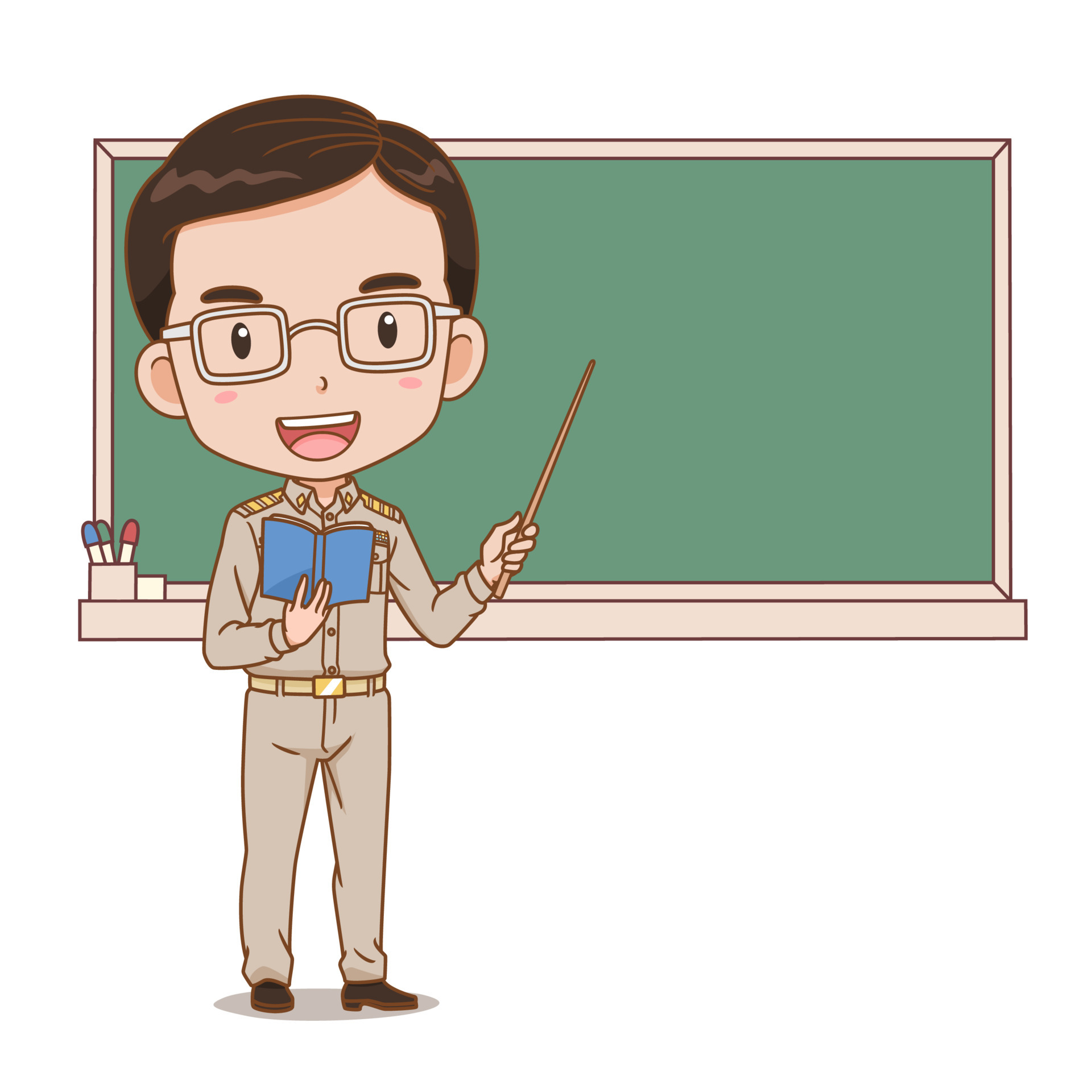 Cartoon illustration of Thai male teacher holding a stick in front of blackboard. 4903102 Vector Art at Vecteezy Cartoon illustration of Thai male teacher holding a stick in front of blackboard. 4903102 Vector Art at Vecteezy