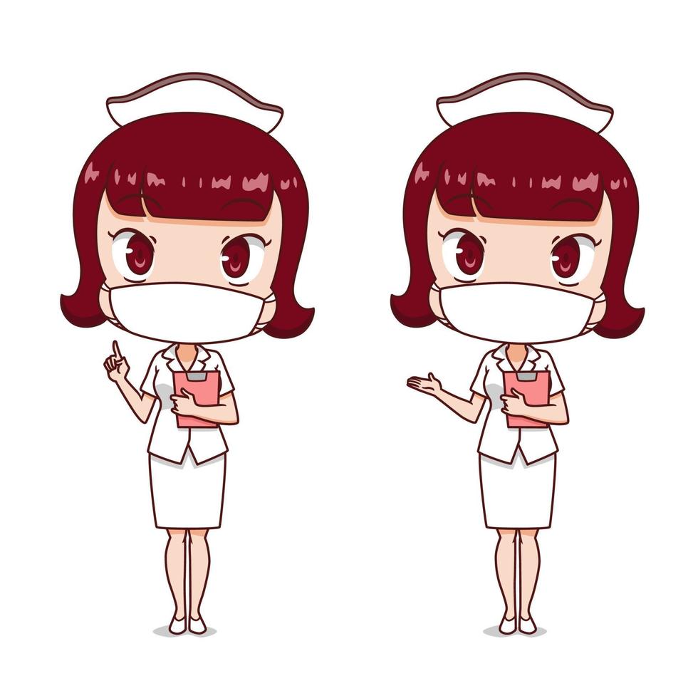 personaje de dibujos animados de enfermera con máscara higiénica. vector
