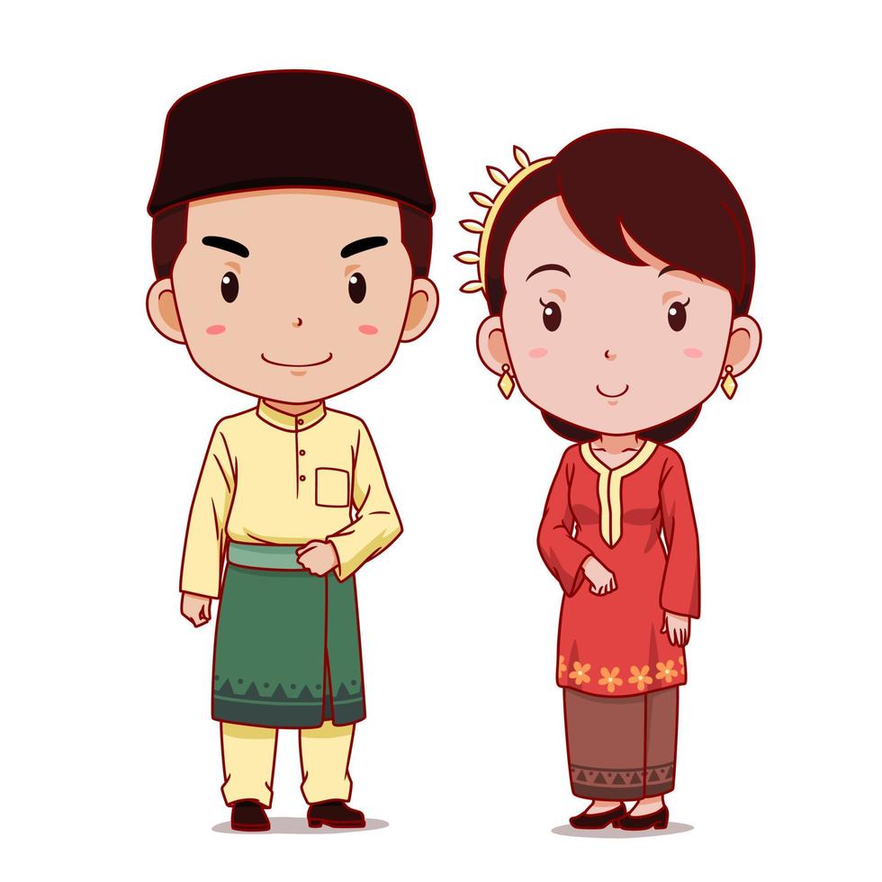 Couple of cartoon characters in Malaysian traditional costume. 4903120