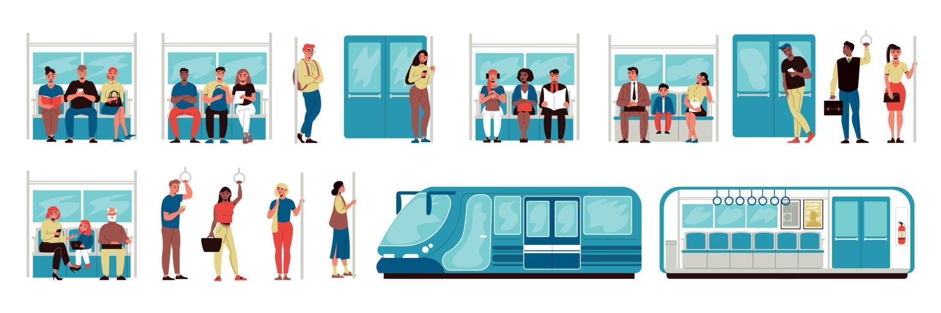 Metro Subway People Set vector