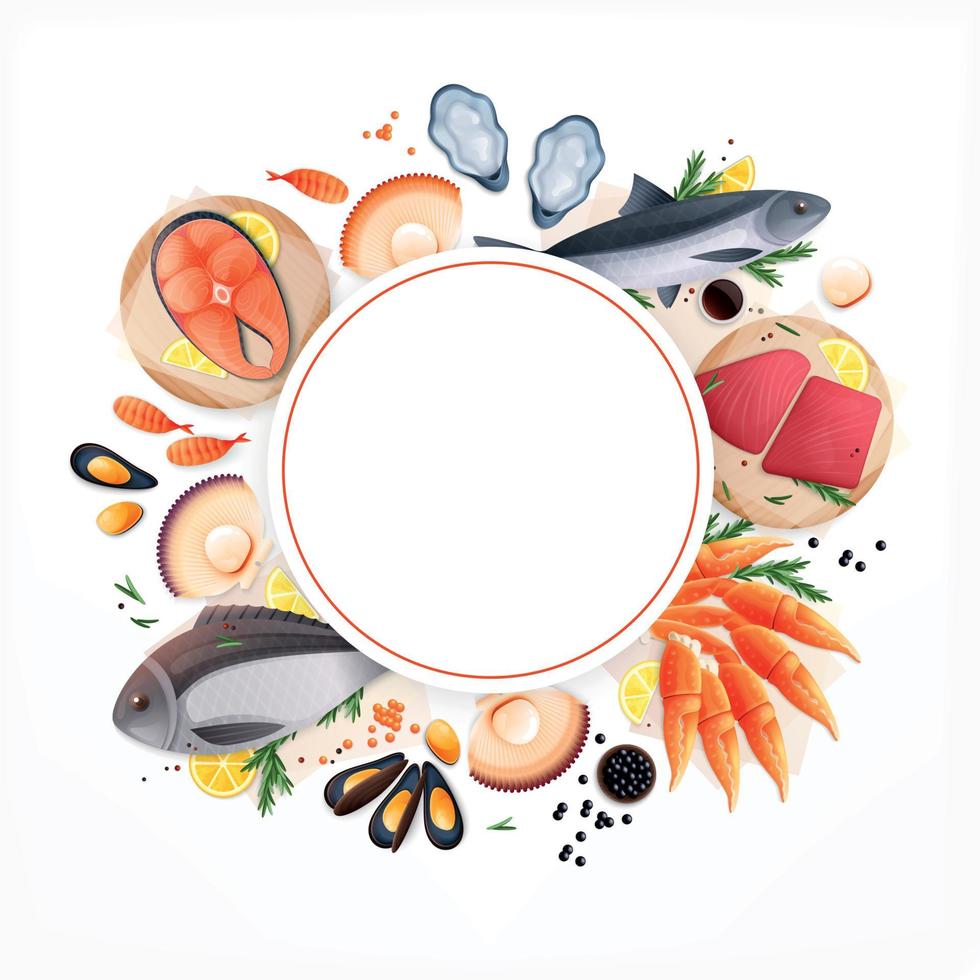 Seafood Circular Frame Background vector